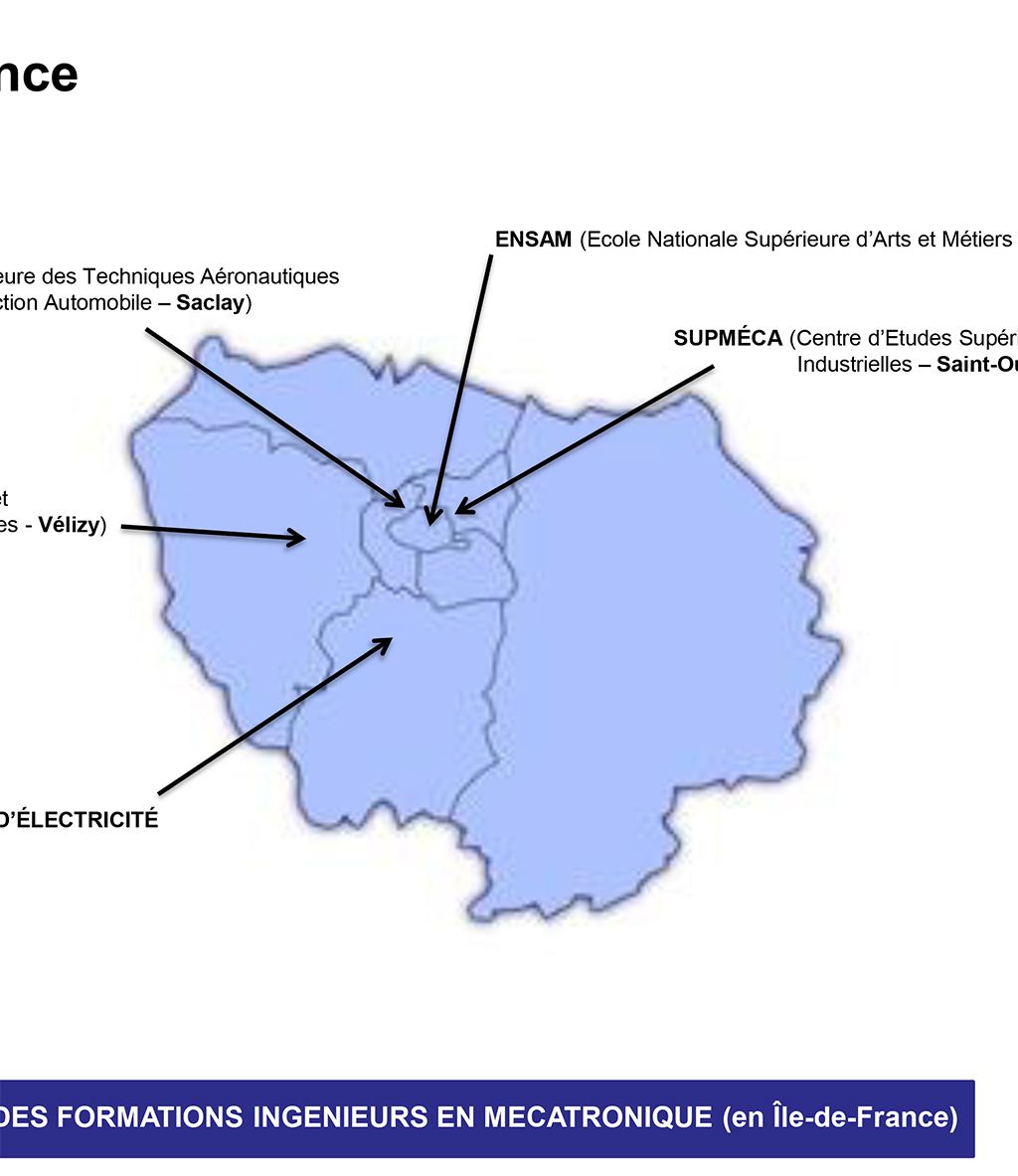 Cartographie des Ecoles d'Ingénieurs en Mécatronique en Ile-de-France