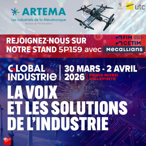 Communiqu&eacute; de presse sur la participation de Mecallians au salon Global Industrie 2026 : ARTEMA co-exposant de Mecallians (stand 5P159) pr&eacute;sentera le drone hydraulique en collaboration avec l'UTC et le CETIM